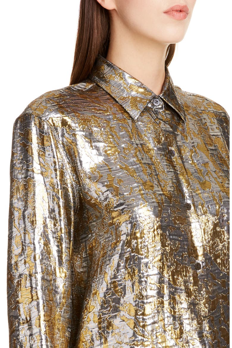 Clavelly Fil Coupé Lamé Shirt, Alternate, color, SILVER 952