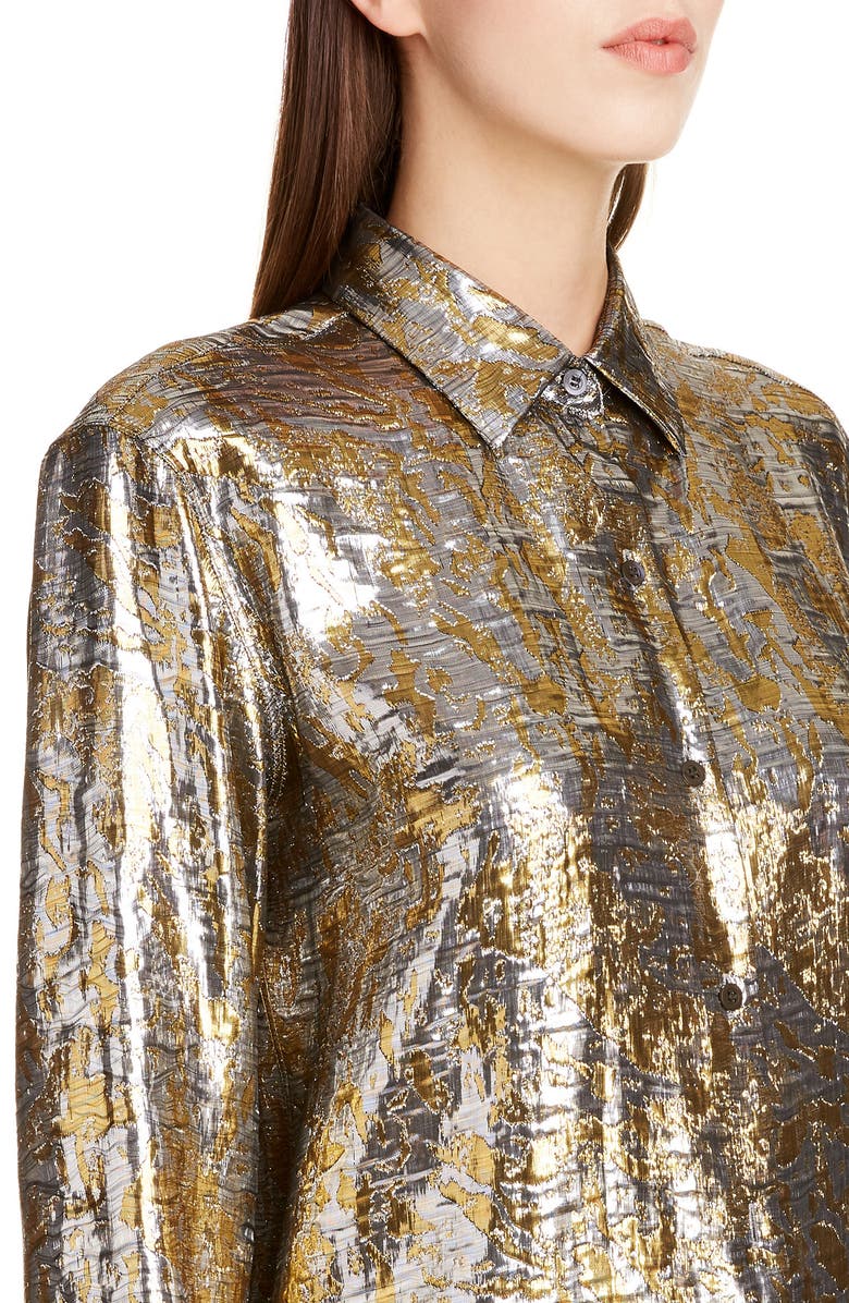 Dries Van Noten Clavelly Fil Coupé Lamé Shirt, Alternate, color, 