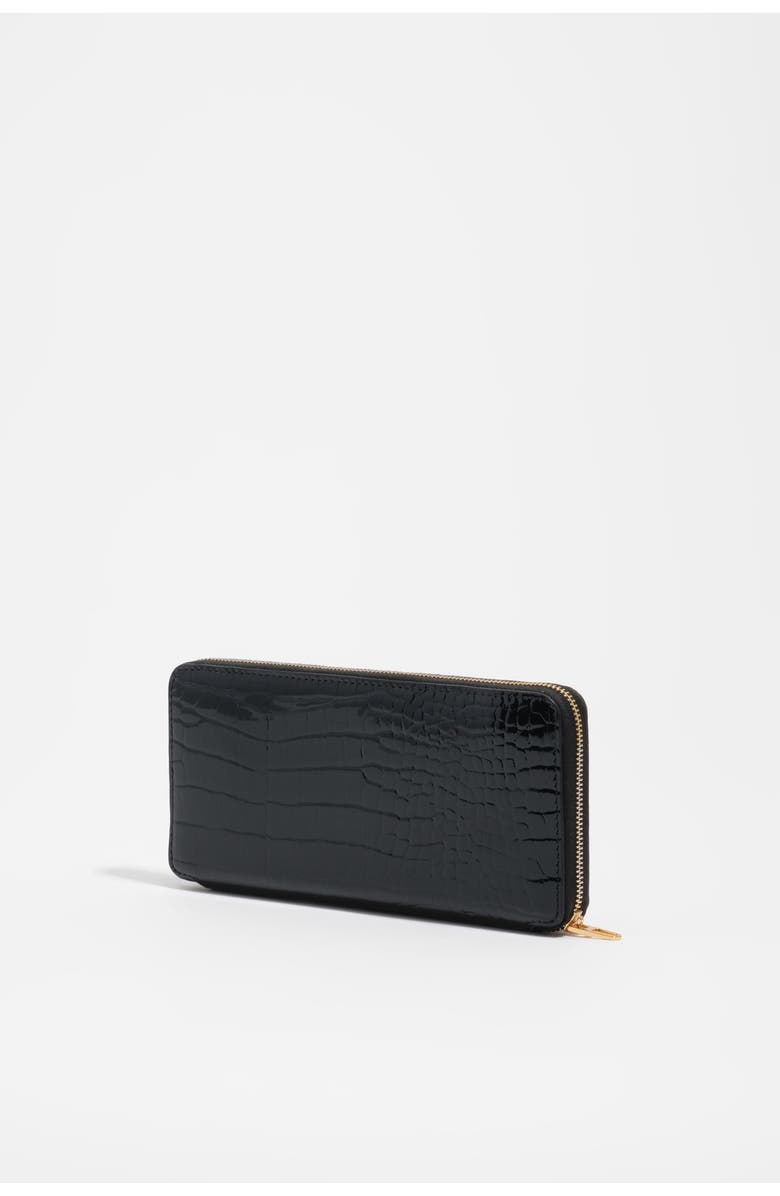 Bimba y Lola Embossed Leather Wallet, Alternate, color, Black