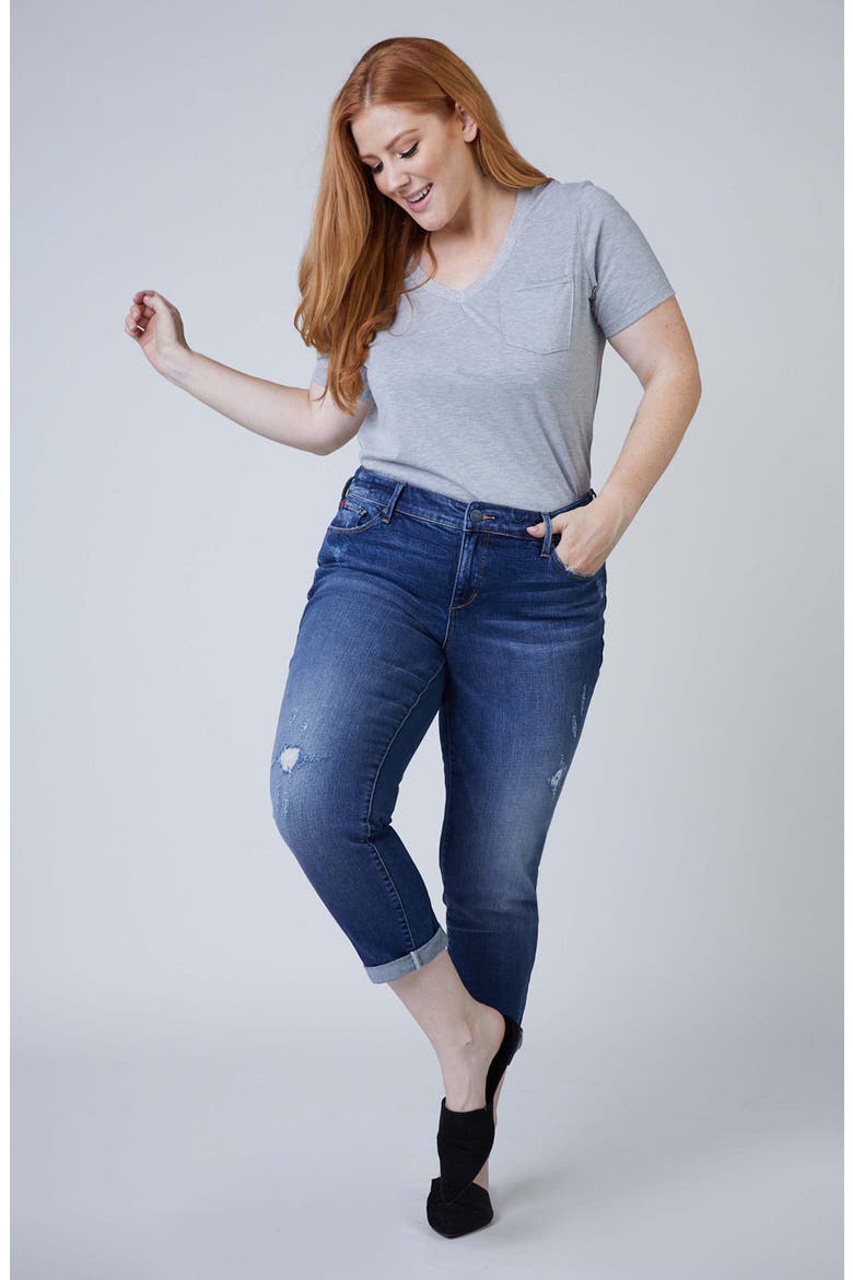 Distressed Crop Boyfriend Jeans, Alternate, color, MARINA