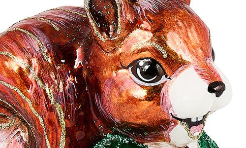 Mackenzie-childs Mackenzie Childs Check It Out Squirrel Glass Ornament In Multi