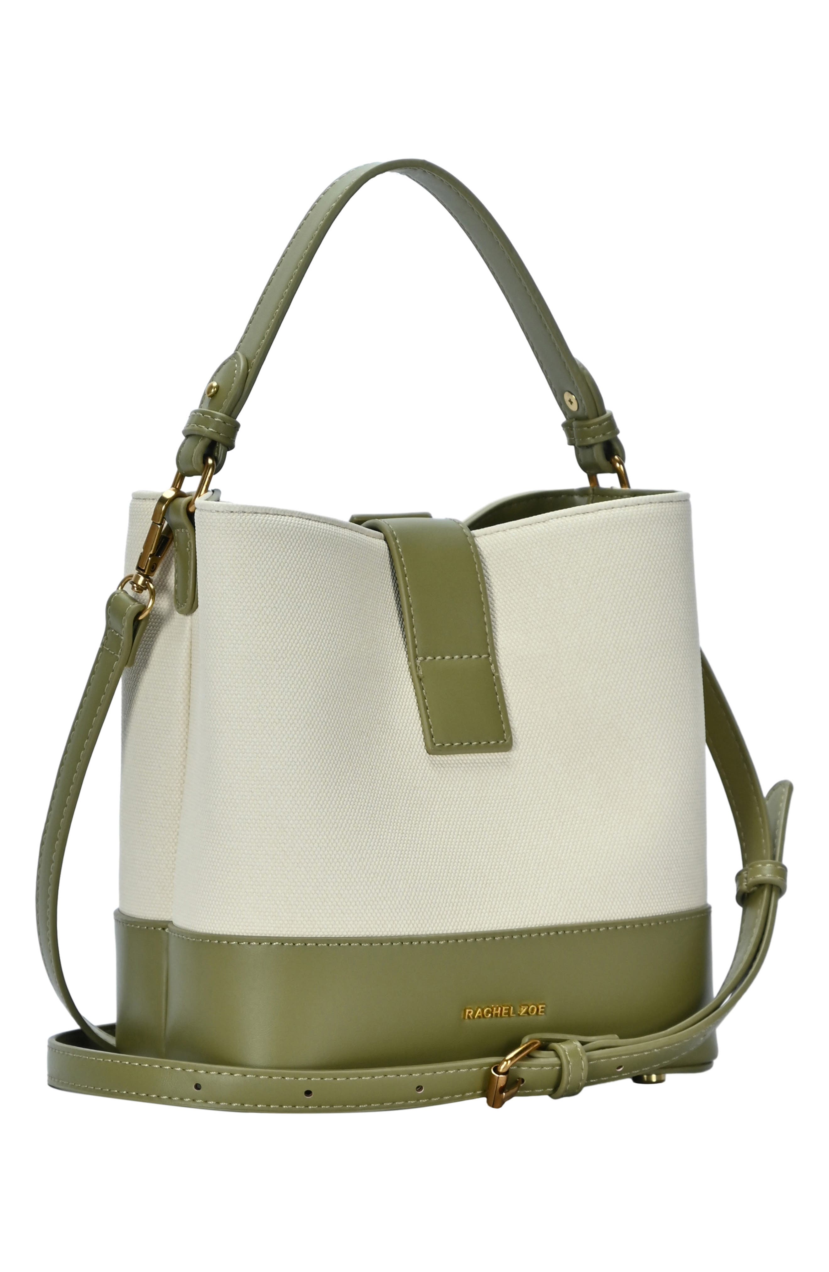 Canvas Buckle Bucket Bag, Alternate, color, MOSS