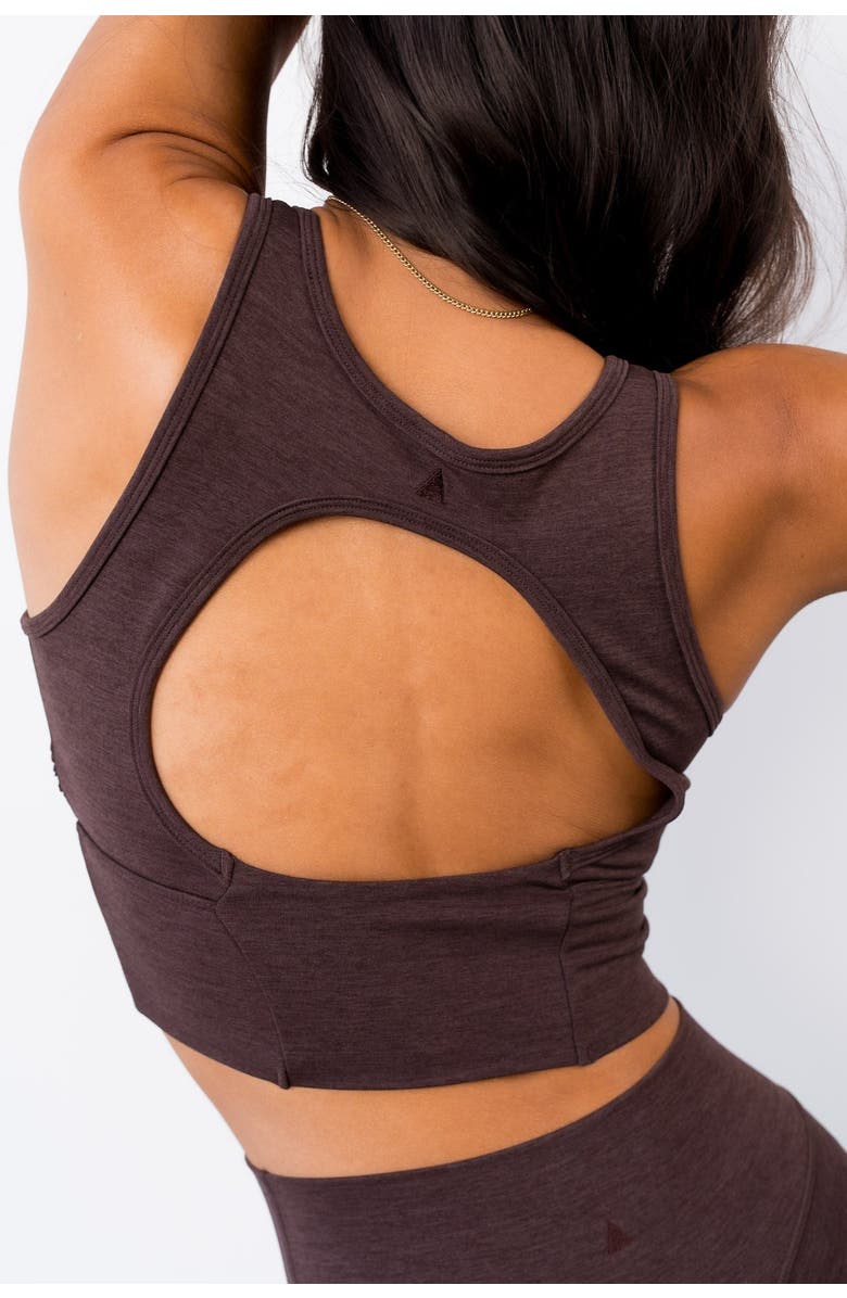 Vitality Daydream Gather Longline Bra, Alternate, color, Brownie Batter