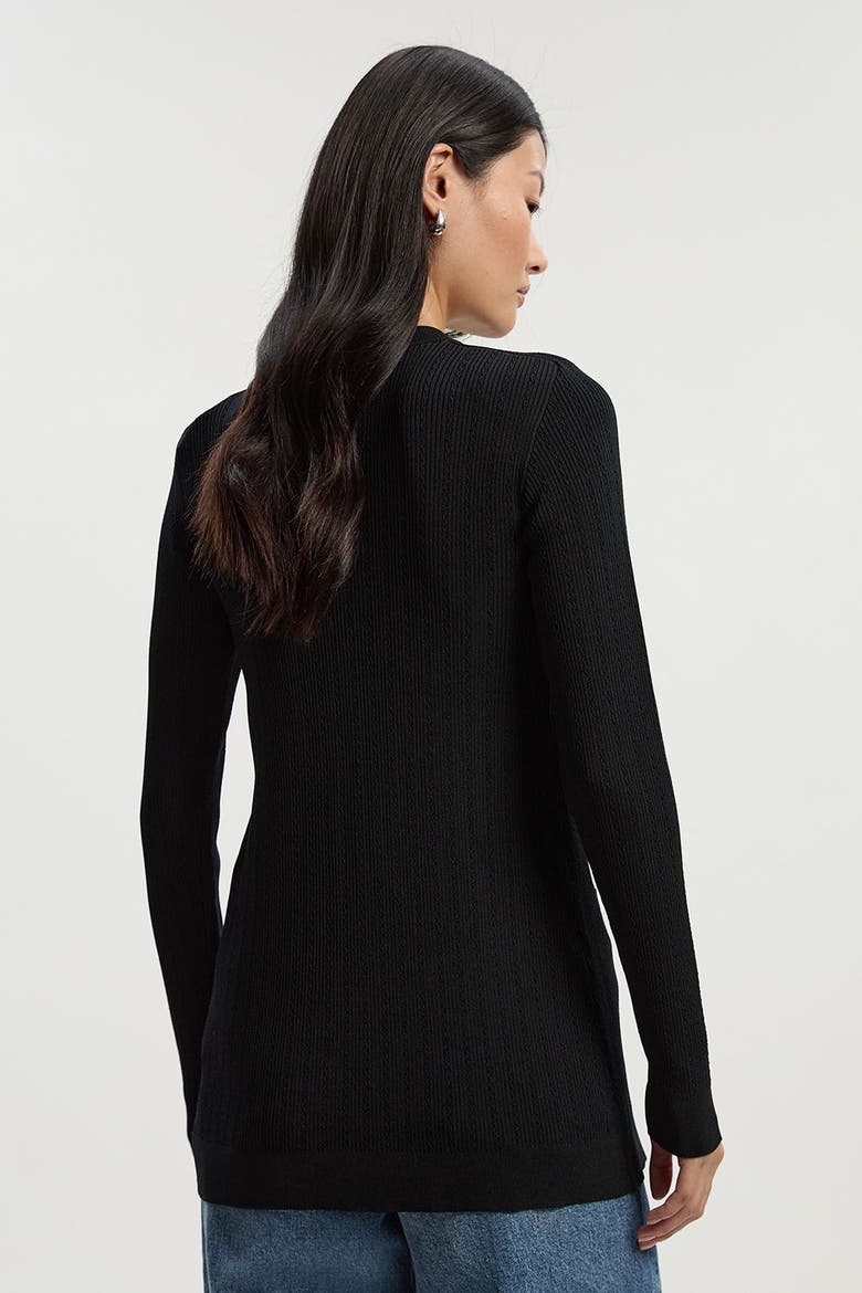 Dome Button Longline Knitted Cardi, Alternate, color, Black