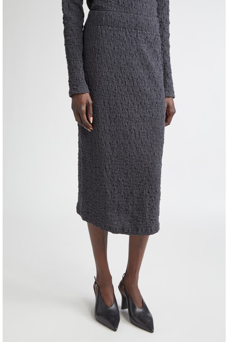 Smocked Cotton Blend Midi Skirt, Main, color, GRAPHITE