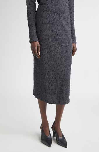 Vince Smocked Cotton Blend Midi Skirt