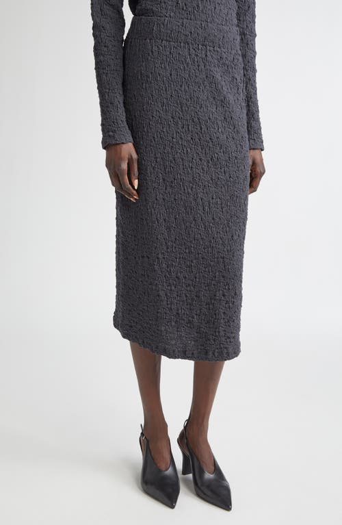 Vince Smocked Cotton Blend Midi Skirt In Gray