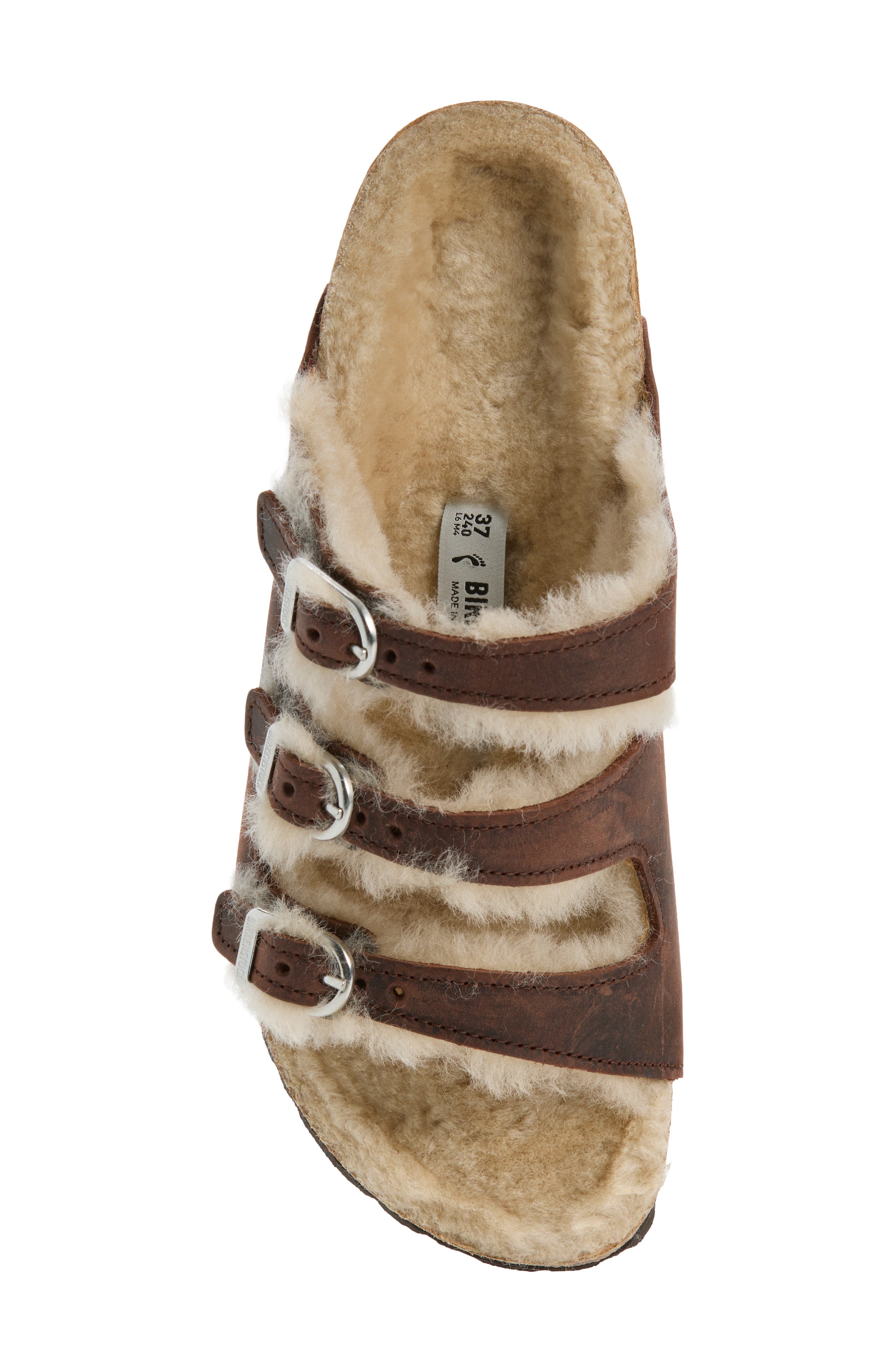 Arizona Genuine Shearling Lined Slide Sandal, Alternate, color, HABANA/ SANDCASTLE