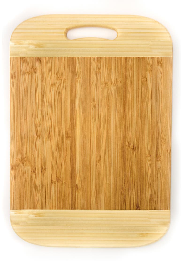 Bamboo Rectangular Handled Two-Tone Cutting Board, Main, color, BROWN