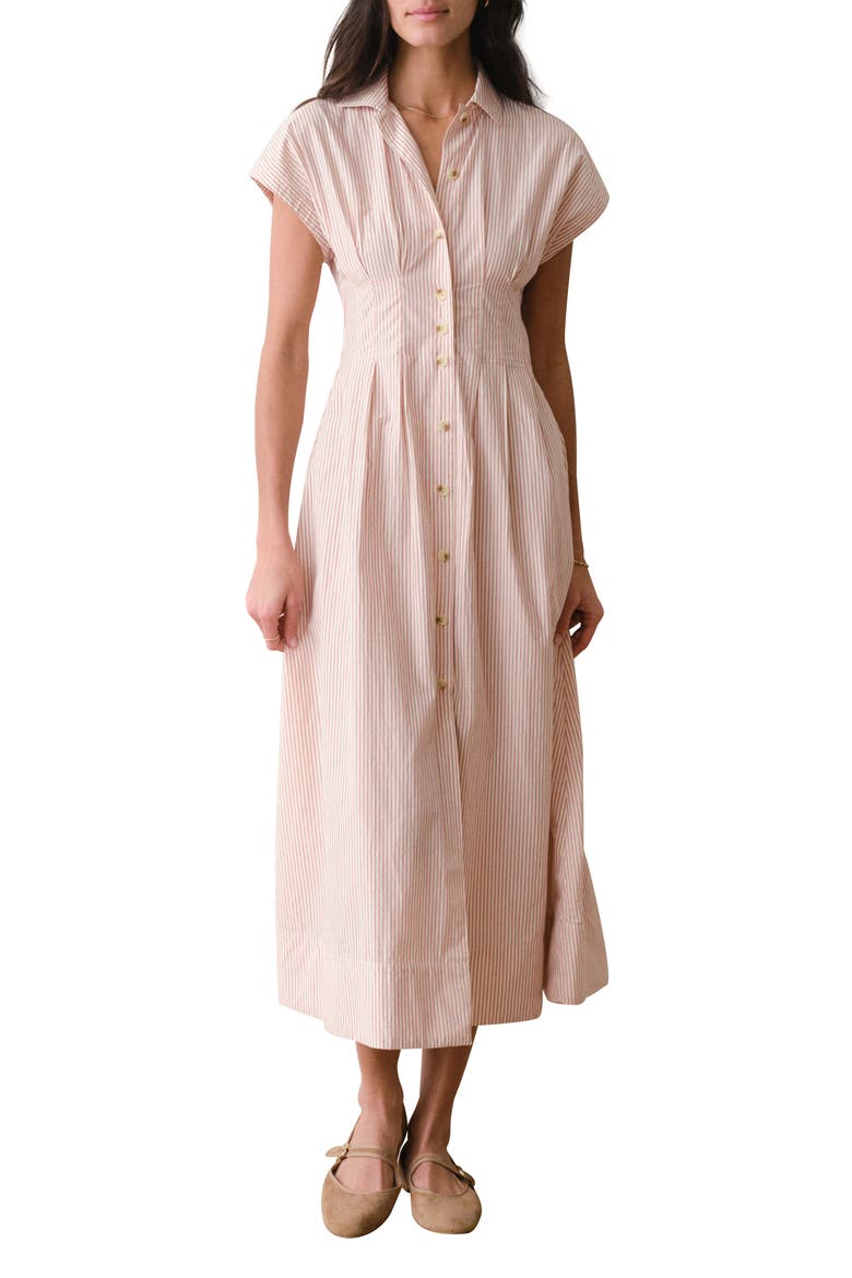 Arden Midi Shirtdress, Alternate, color, RUST/ WHITE STRIPE