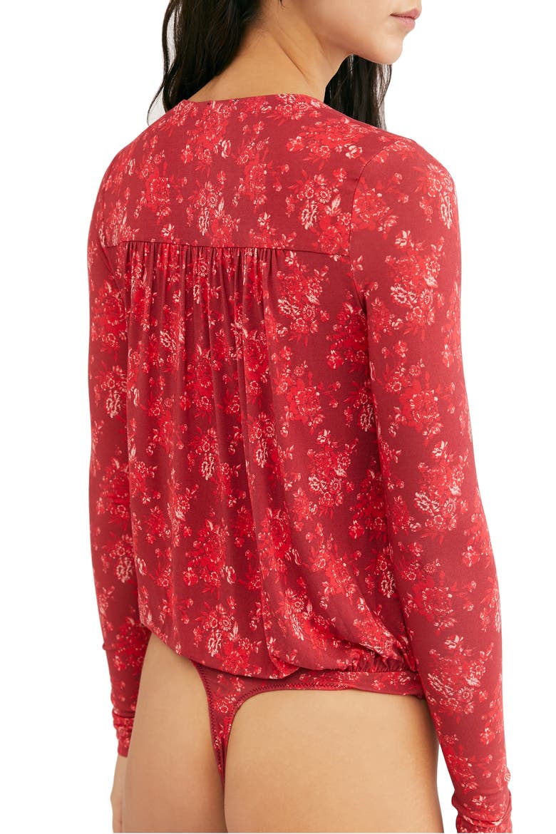 Print Long Sleeve Bodysuit, Alternate, color, FLORAL COMBO