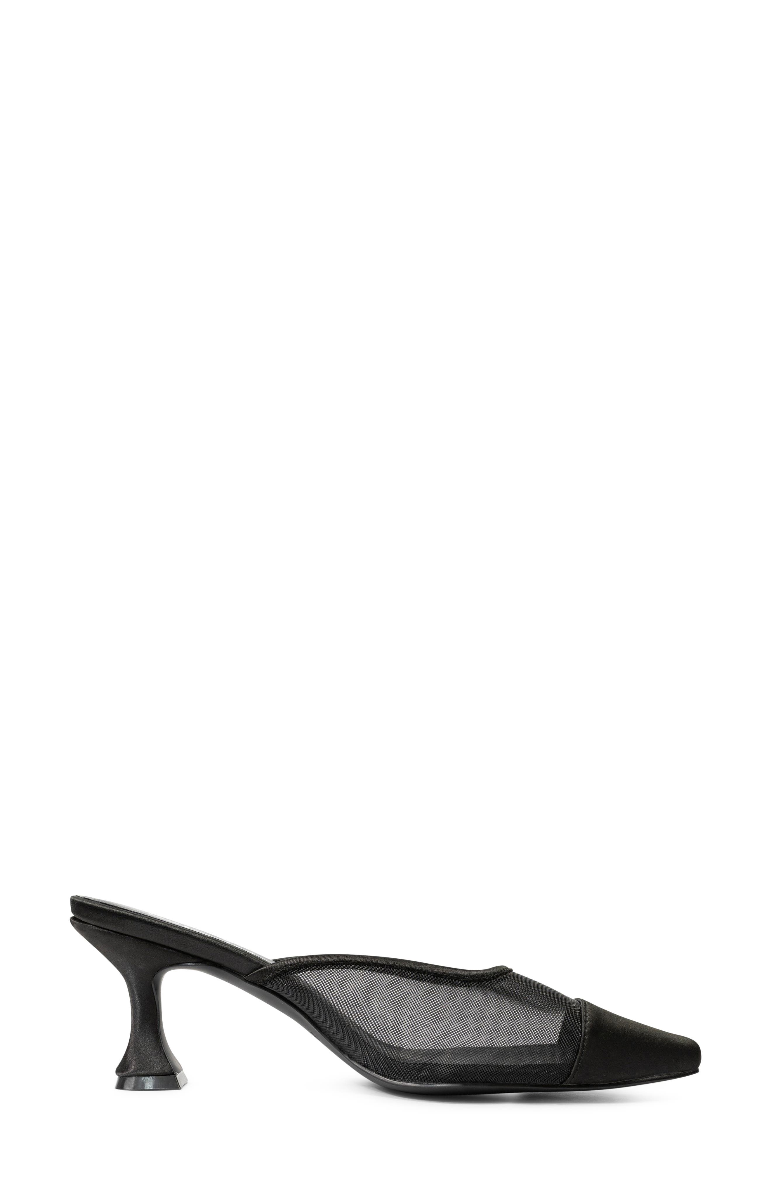 Ella Pointed Toe Mesh Mule, Alternate, color, BLACK