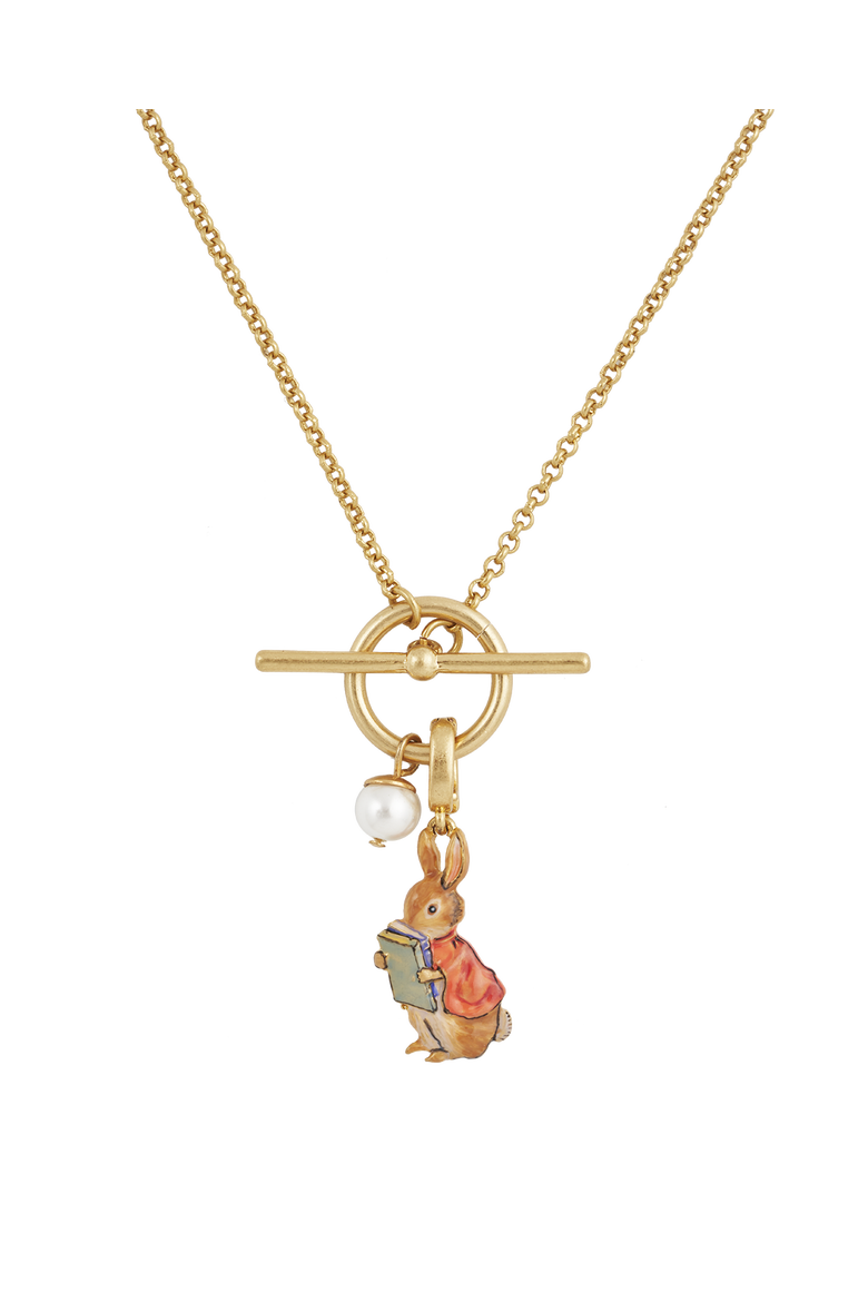 x Peter Rabbit Cotton-tail Book Charm Toggle Necklace, Main, color, Gold