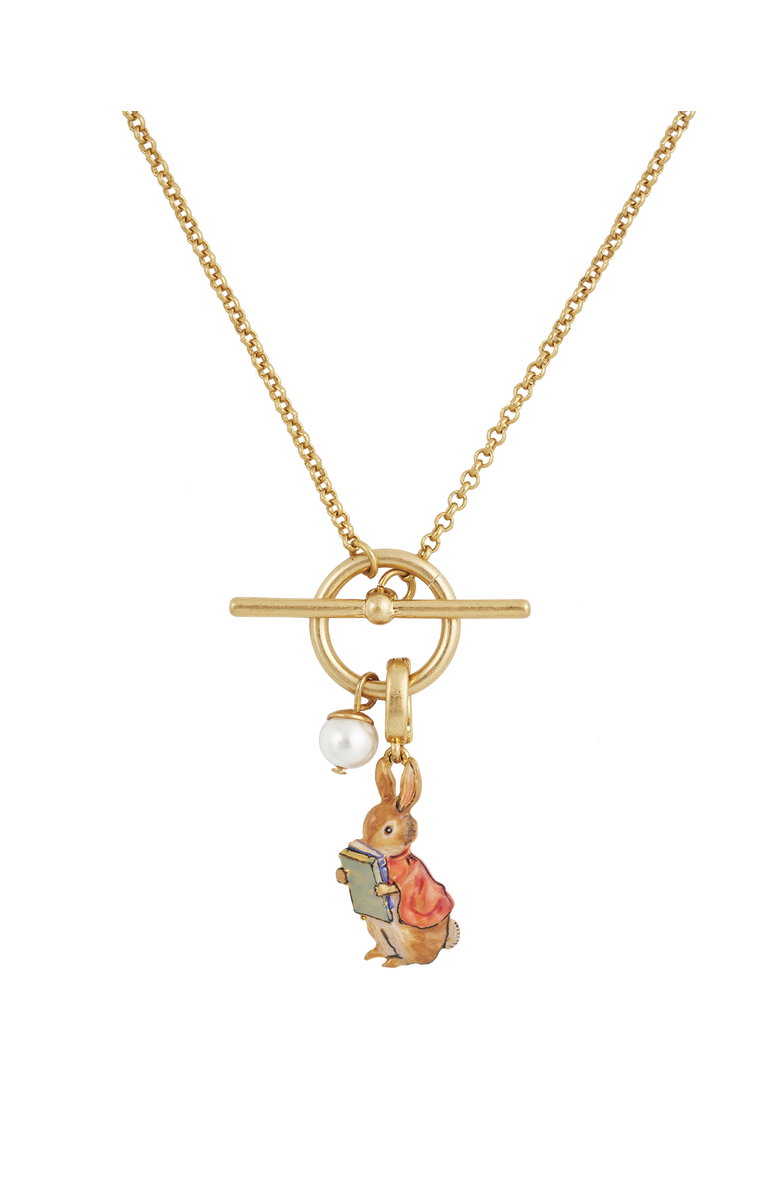 Fable England x Peter Rabbit Cotton-tail Book Charm Toggle Necklace, Main, color, Gold
