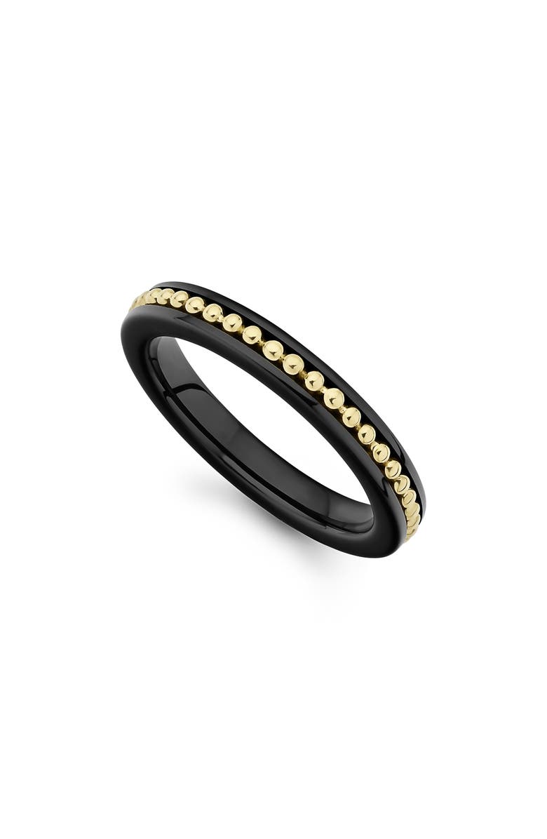 LAGOS Meridian 18K Gold Caviar and Black Ceramic Ring, Main, color,