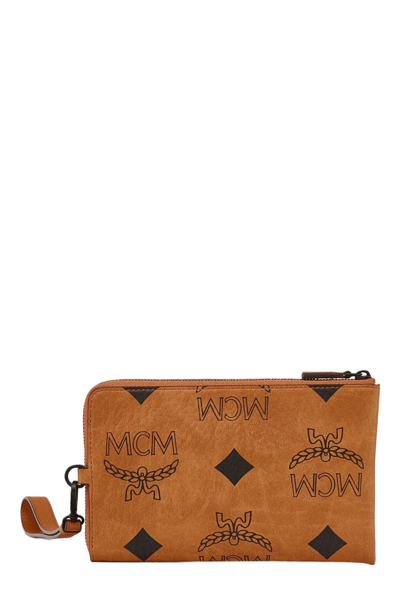 MCM Ottomar Passport Holder in Maxi Visetos, Alternate, color, Cognac