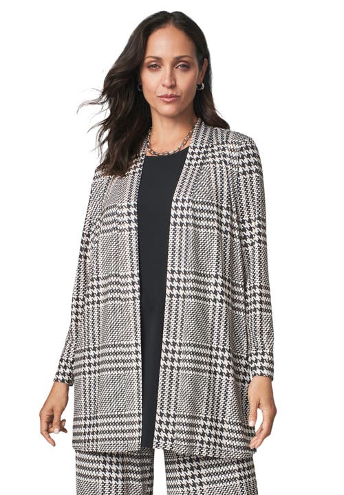 Jessica London Stretch Knit Open Front Knit Topper In Multi