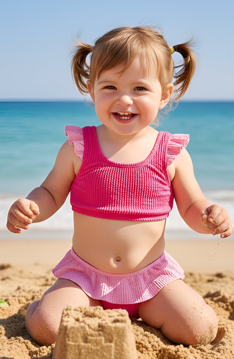 Limeapple Infant Crinkle Ruffle Bikini, Alternate, color, Pink