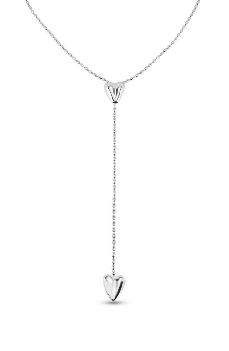 UNODE50 Double Heart Y Necklace, Alternate, color, Silver