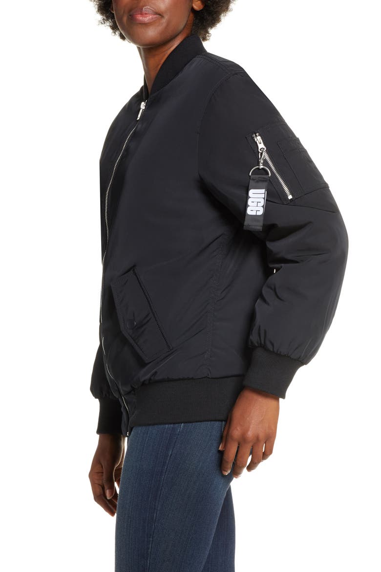 Frances Water Resistant Bomber Jacket, Alternate, color, BLACK