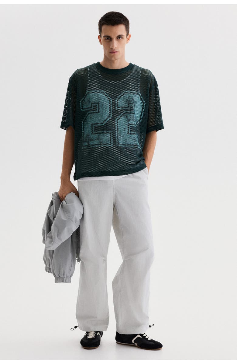 H&M Oversized Fit Printed Mesh T-shirt, Alternate, color, Dark Teal/22