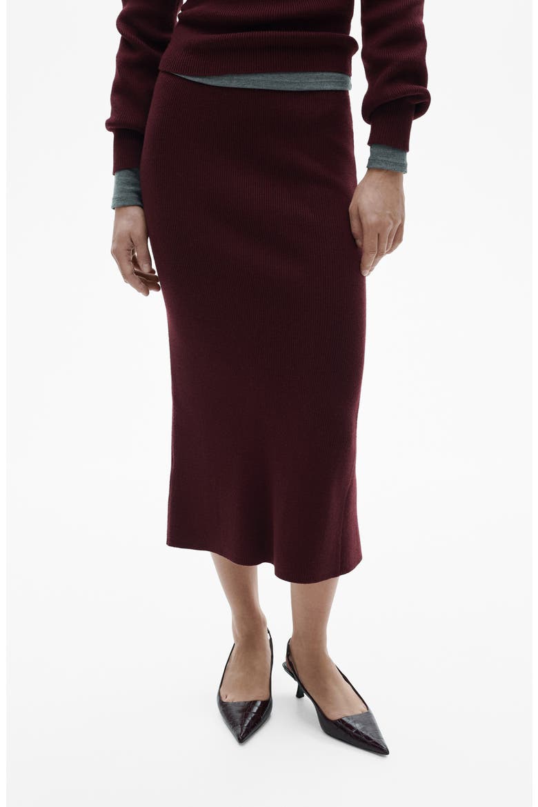 Rib Midi Skirt, Main, color, WINE