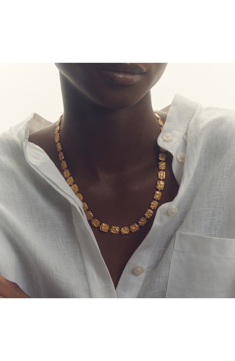 Reiss Mila Molten Square Necklace, Alternate, color, Gold Tone