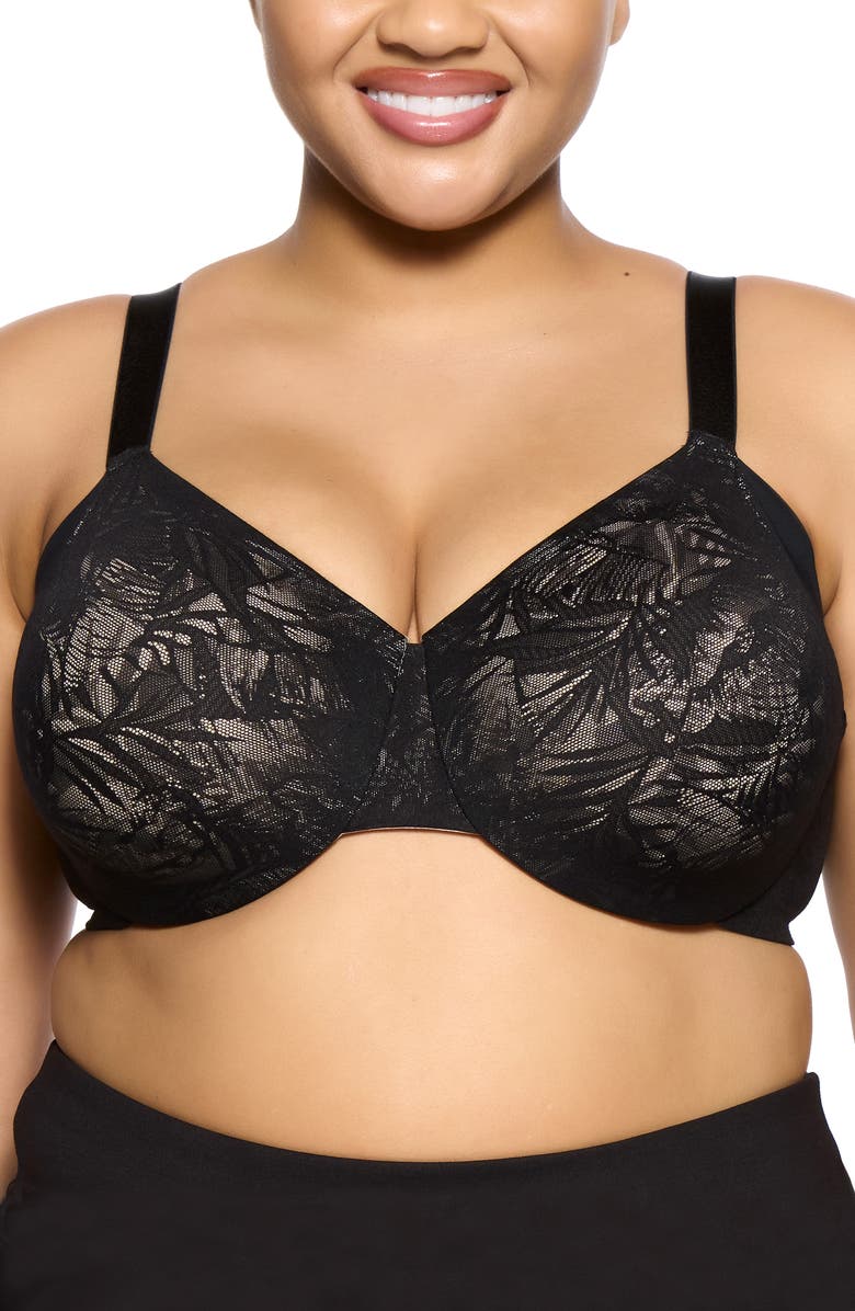 Felina Jessamine Underwire Minimizer Bra, Main, color, Black