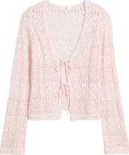 BP. Fly Away Tie Front Crochet Cardigan