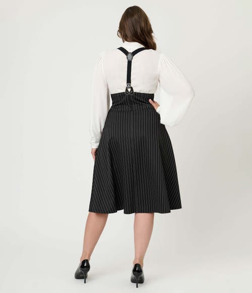 Unique Vintage Plus Size 1950s Suspender Swing Skirt In Black