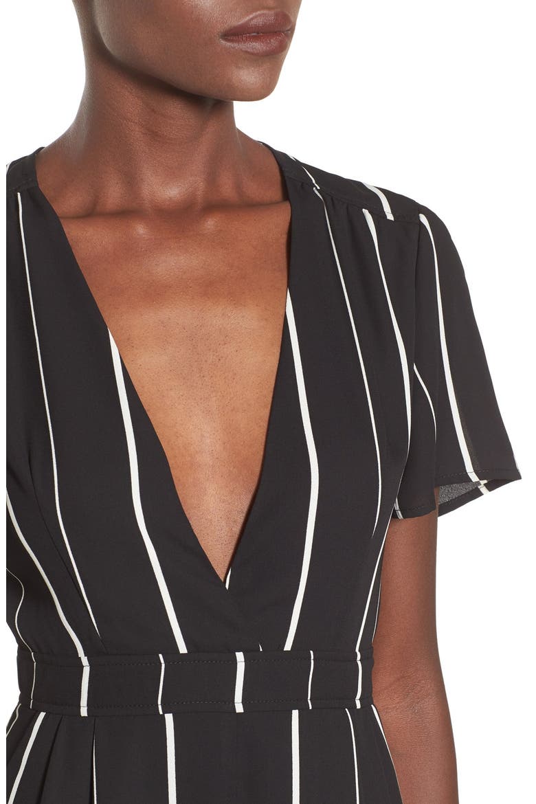 ASTR Stripe Romper, Alternate, color, BLACK-WHITE