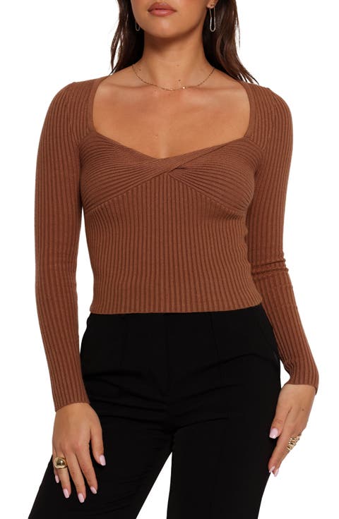 Akopo Sweetheart Neck Long Sleeve Top