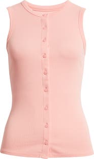 Open Edit Rib Button-Up Tank