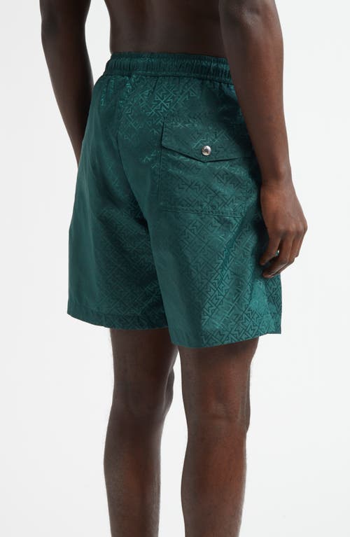 Moncler Elastic Waist Swimming Trunks In Green