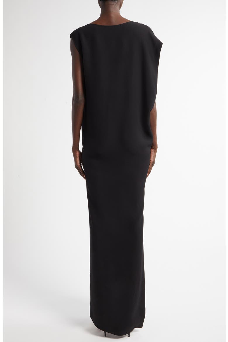 Esmee Asymmetric Silk Column Gown, Alternate, color, BLACK