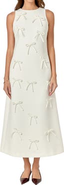 English Factory Bow Embellished Sleeveless A-Line Dress