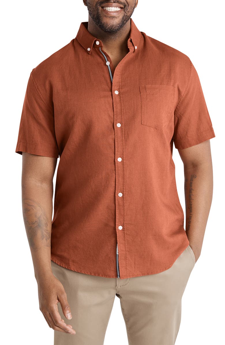 Johnny Bigg Fresno Short Sleeve Linen Blend Button-Down Shirt, Main, color, 