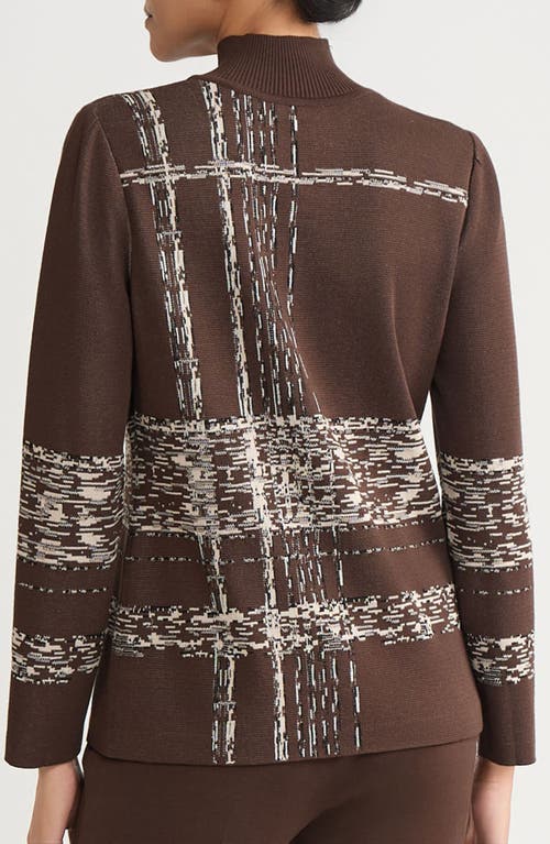 Ming Wang Stripe Jacquard Mock Neck Knit Tunic In Gold