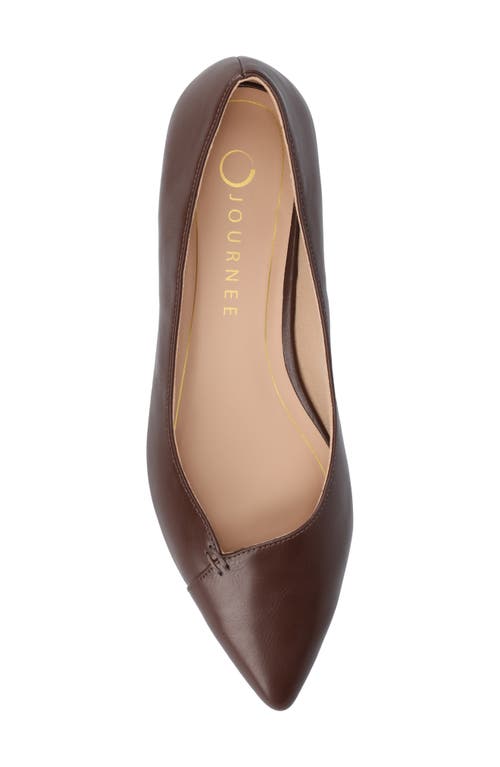 Shop Journee Collection Carmin Pointed Toe Flat In Chocolate