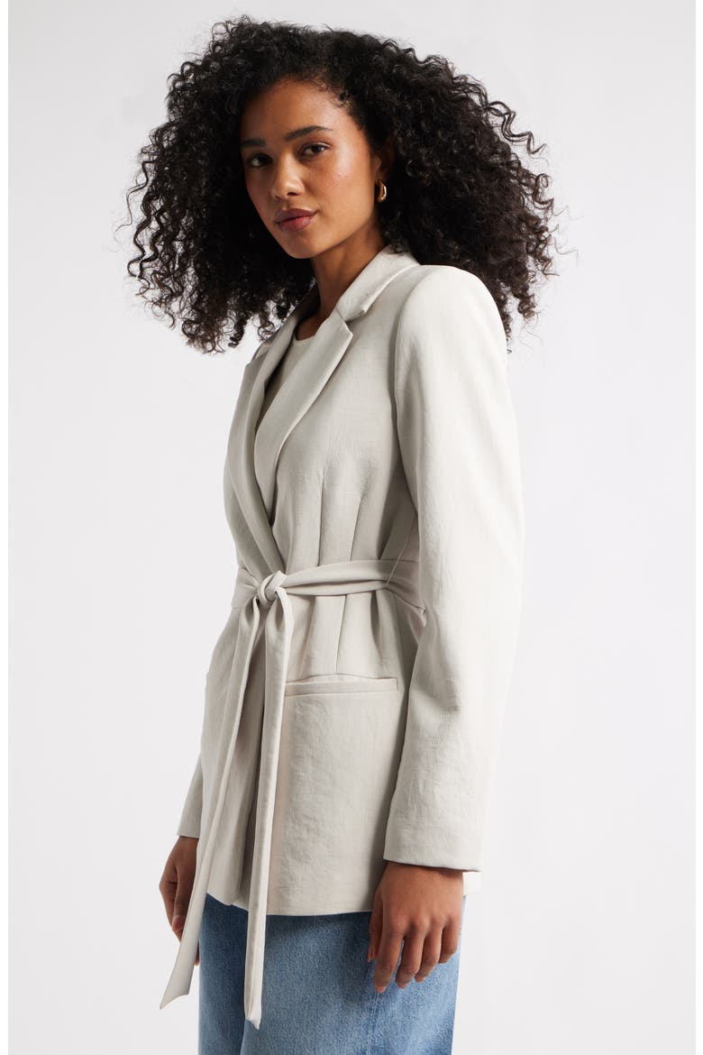 Curator Crepe Tie Blazer, Alternate, color, BEIGE PUMICE