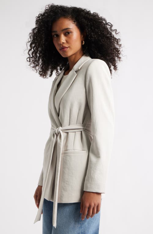 Open Edit Tie Waist Crepe Blazer In White
