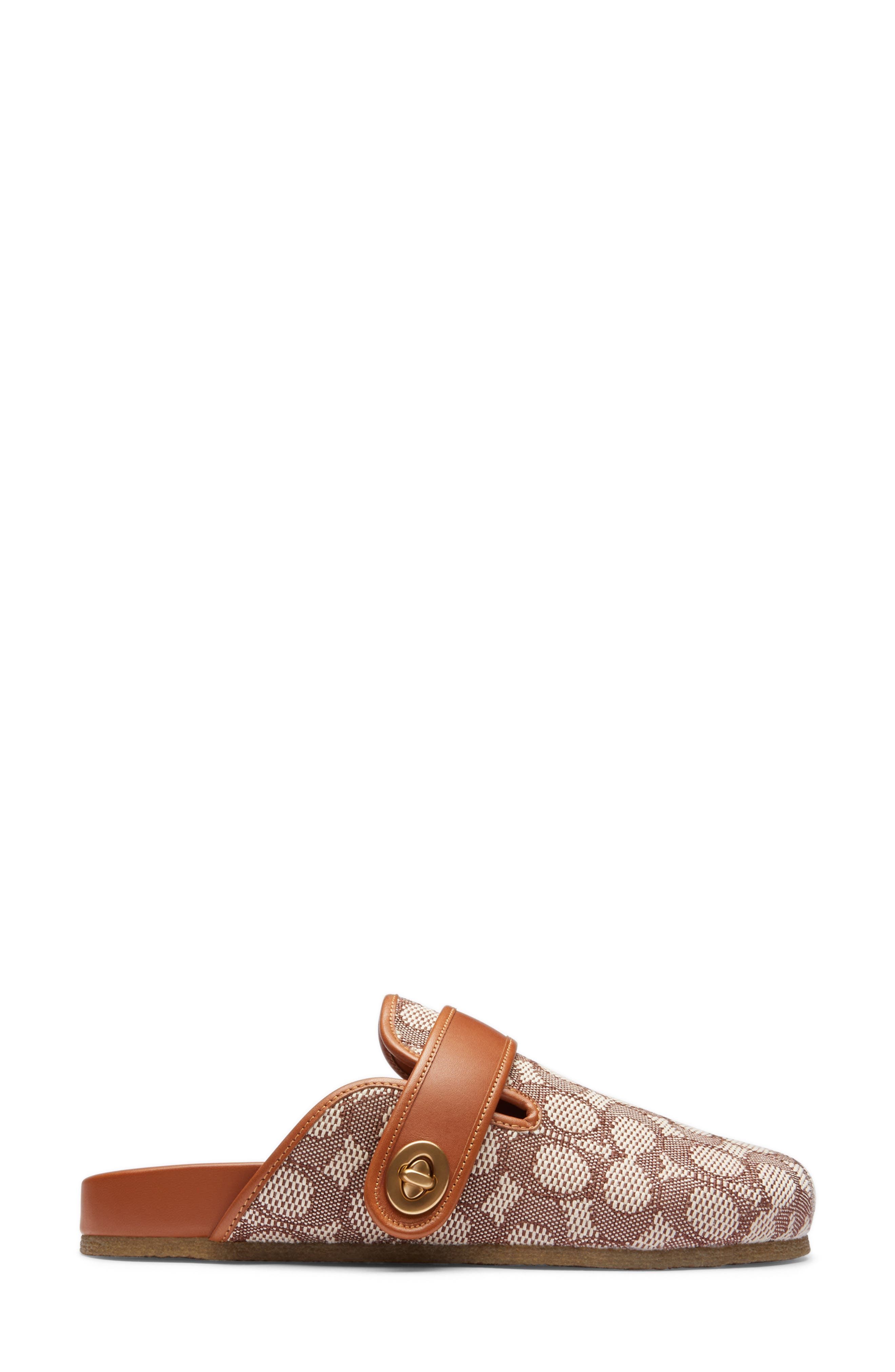 COACH Blake Studded Suede Clog, Alternate, color, Cocoa/ Burnished Amber