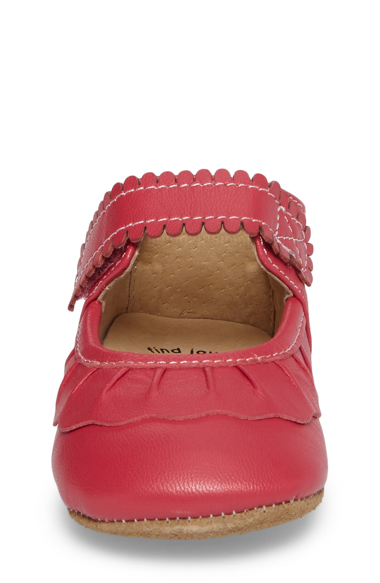 'Ruche' Mary Jane Crib Shoe, Alternate, color, HOT PINK LEATHER