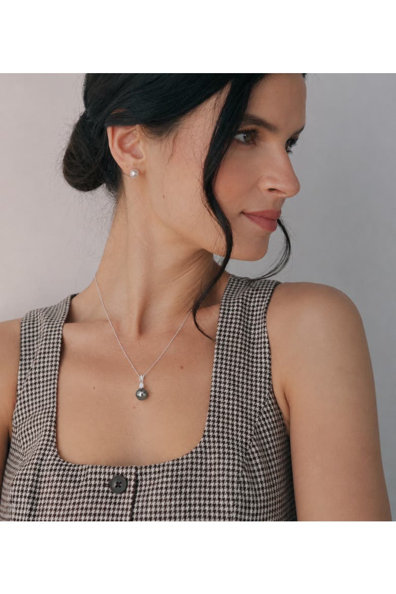 18K Tahitian South Sea Pearl & Diamond Classic Pendant, Alternate, color, White Gold