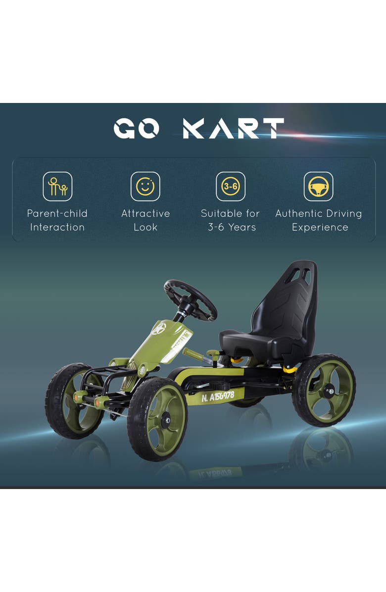 Aosom Kids Pedal Go Kart with Adjustable Seat, EVA Wheels, Alternate, color, Green