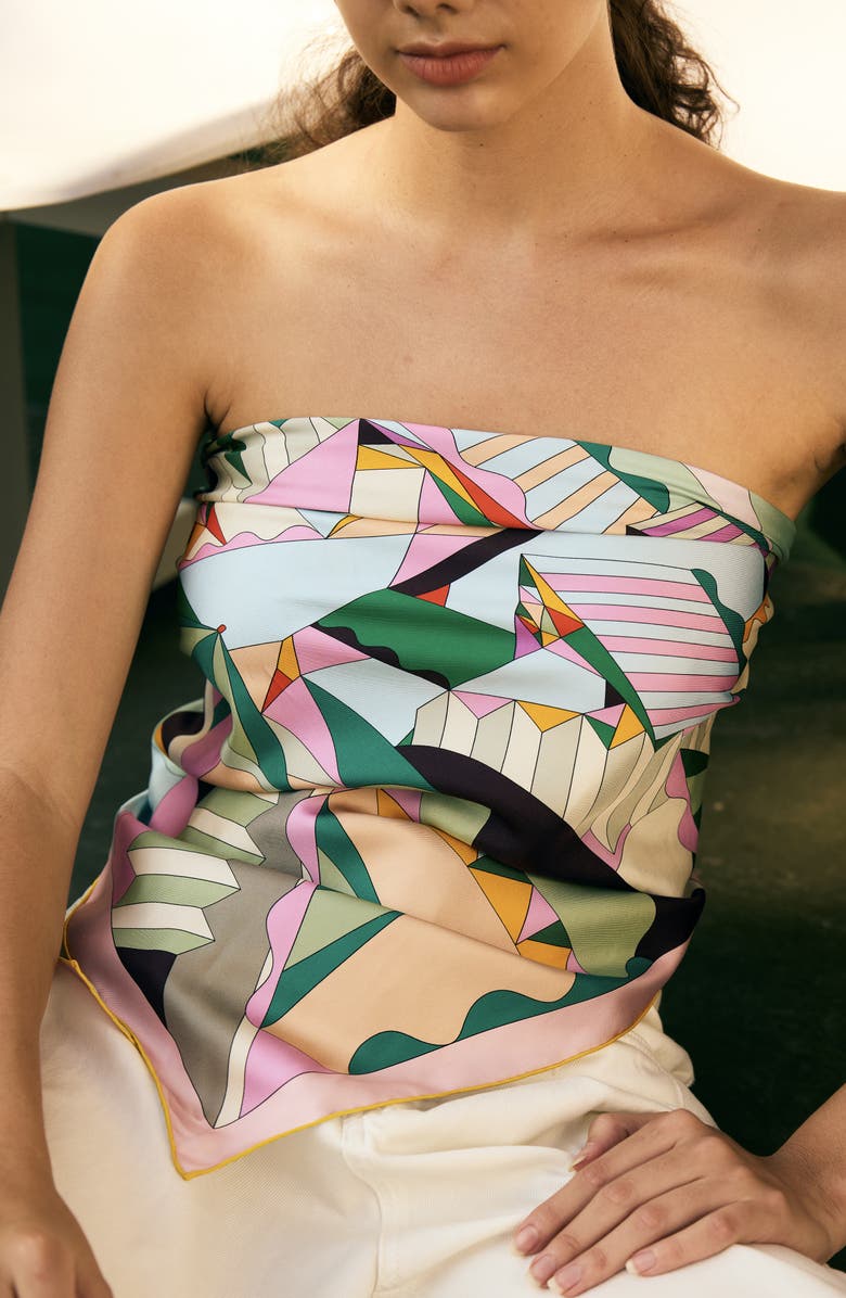 Jessie Zhao New York Double Sided Silk Scarf of Journey, Alternate, color, Green