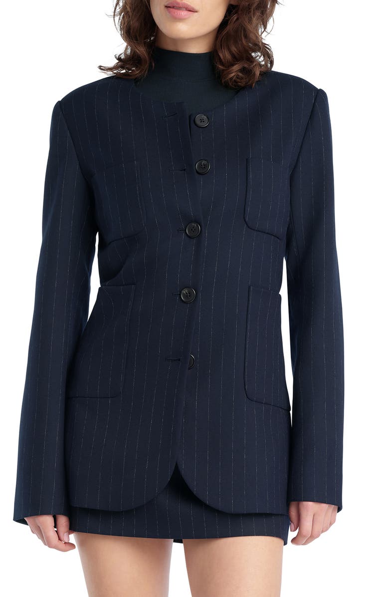 Favorite Daughter The Busy Woman Pinstripe Jacket, Main, color, Navy Pinstripe