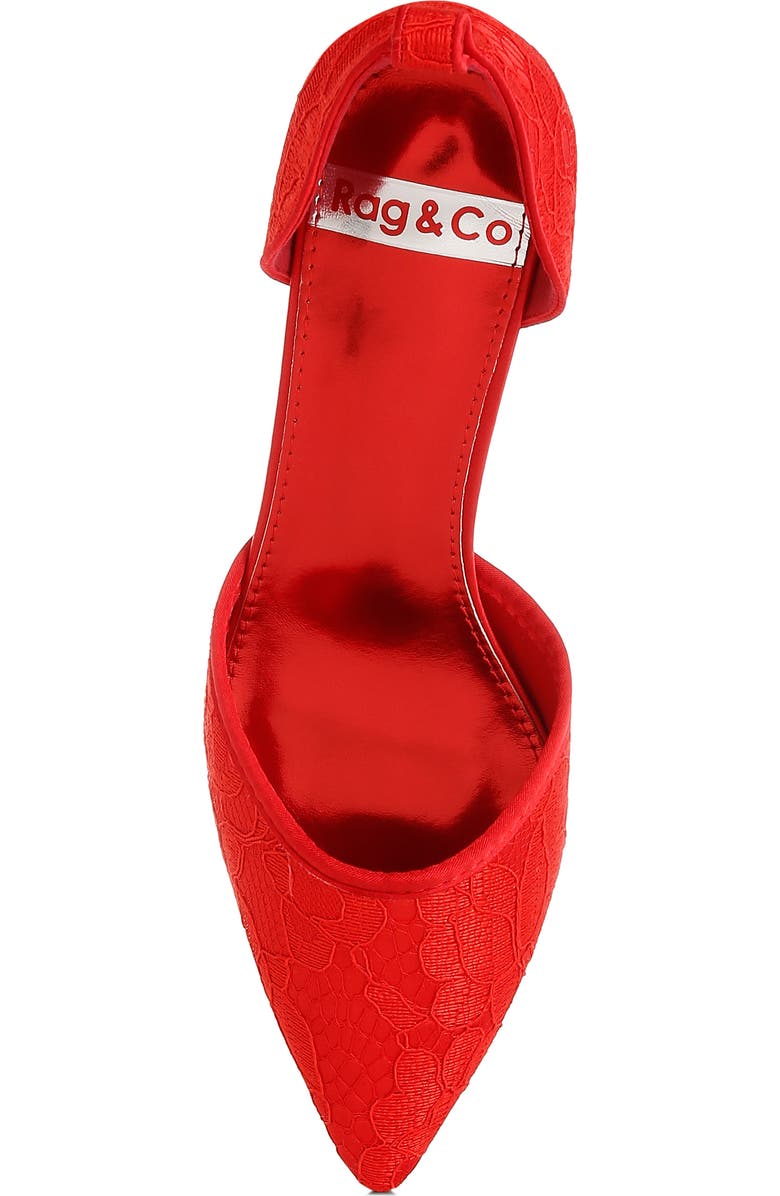 Rag & Co Bruna Faux Pearl Ankle Tie Lace Pump, Alternate, color, Red