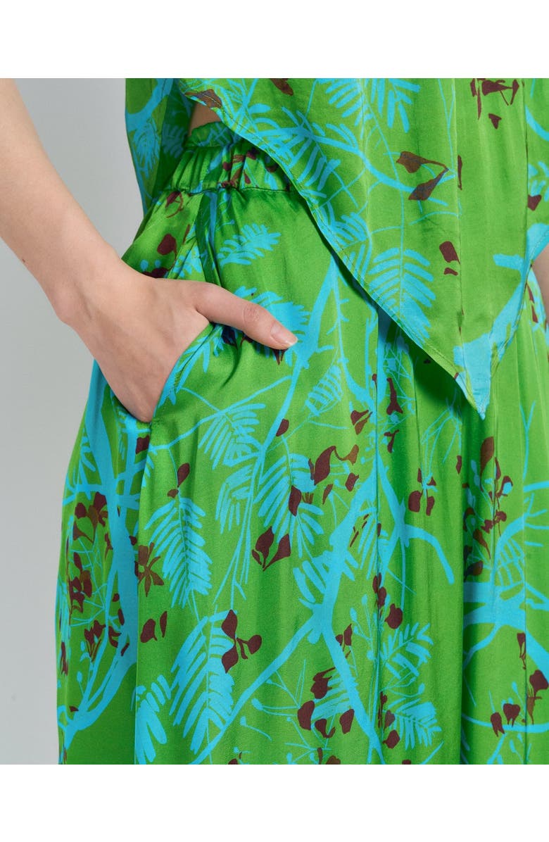 Lost Pattern NYC "Coco Dream" Satin Midi Skirt, Alternate, color, Green
