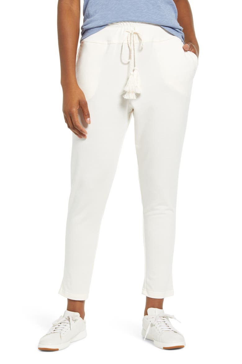 French Terry Crop Jogger Pants, Main, color, IVORY